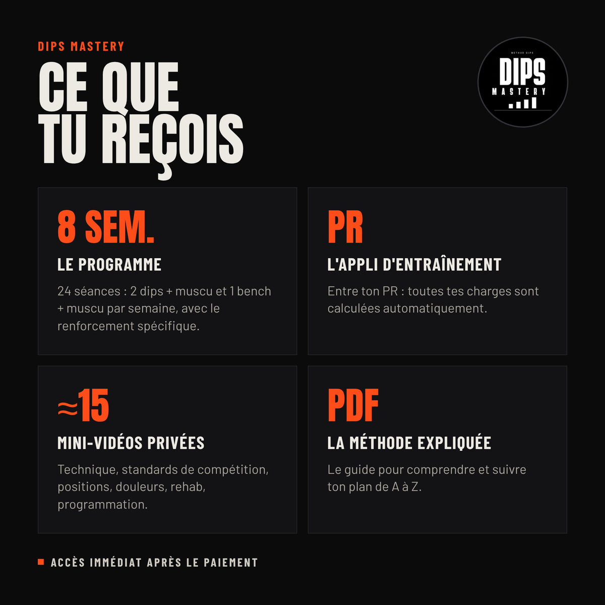 Dips Mastery · Programme 8 semaines