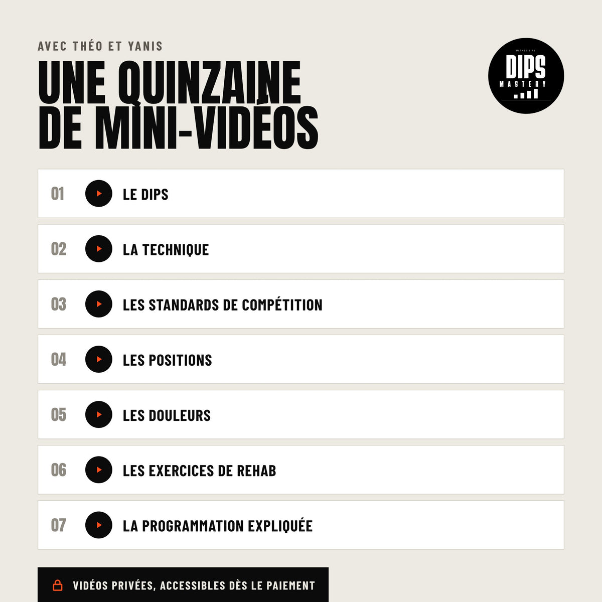 Dips Mastery · Programme 8 semaines
